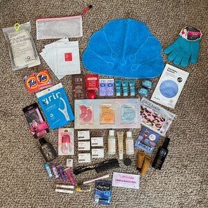 Bundle of 52 beauty samples, travel and full size plus more